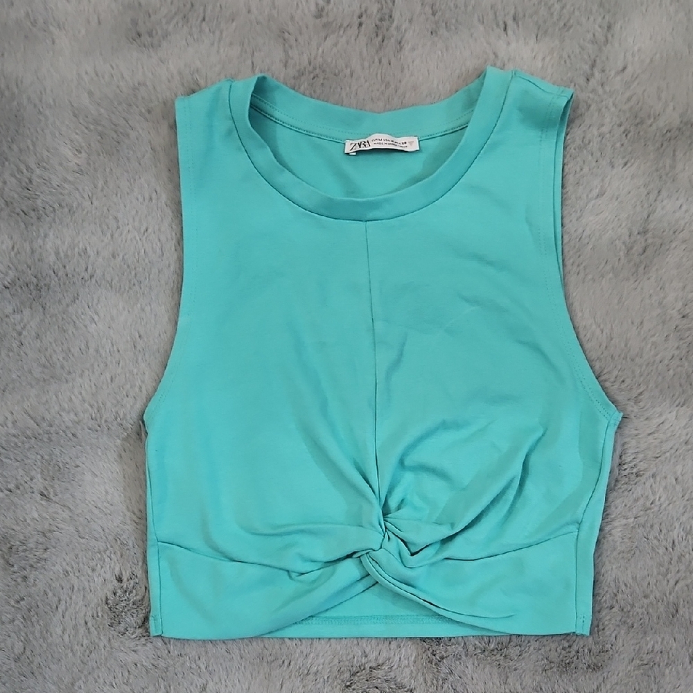 Zara Turquoise Twist Crop Top